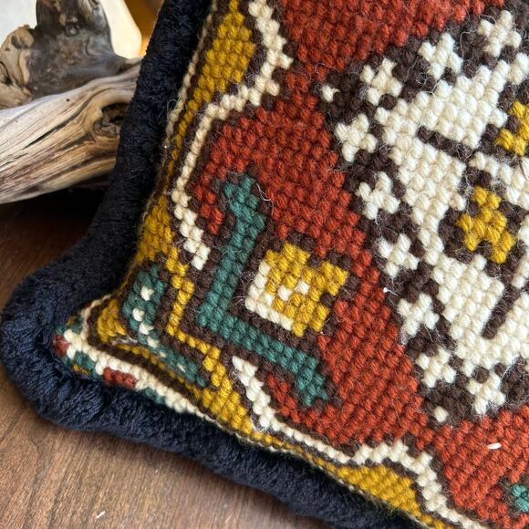 Vintage Mid-Century Needelpoint Pillow boho southwest - Picture 5 of 8